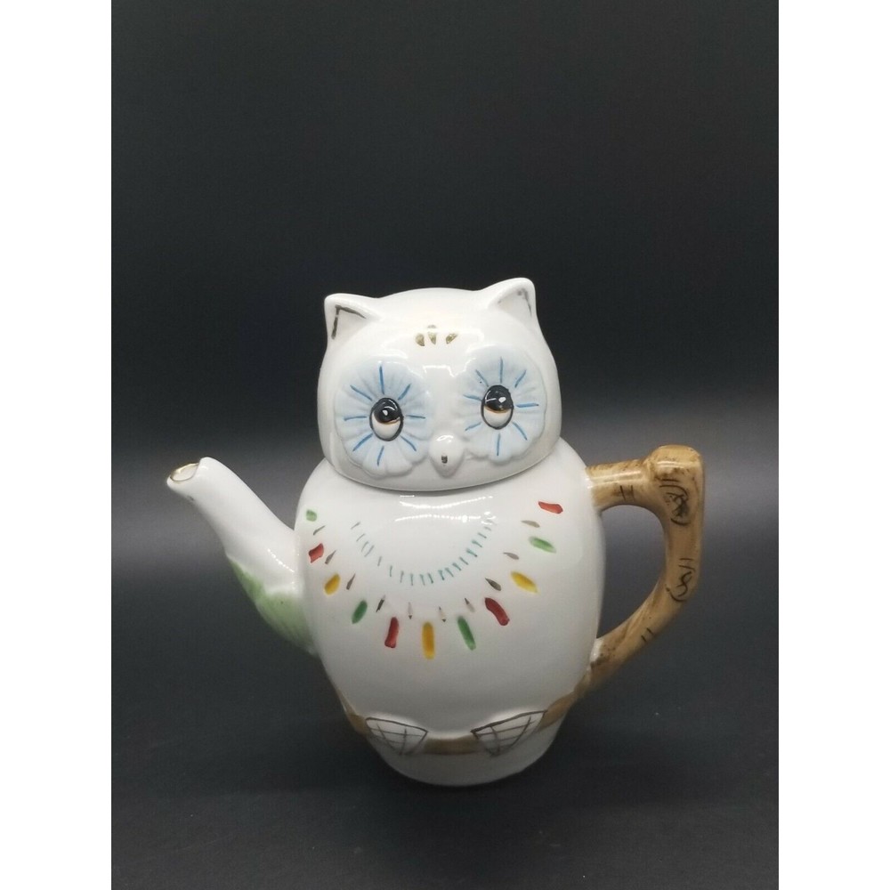 Vintage Single Serving Owl Teapot Figural Woodland Creature Kitchenware